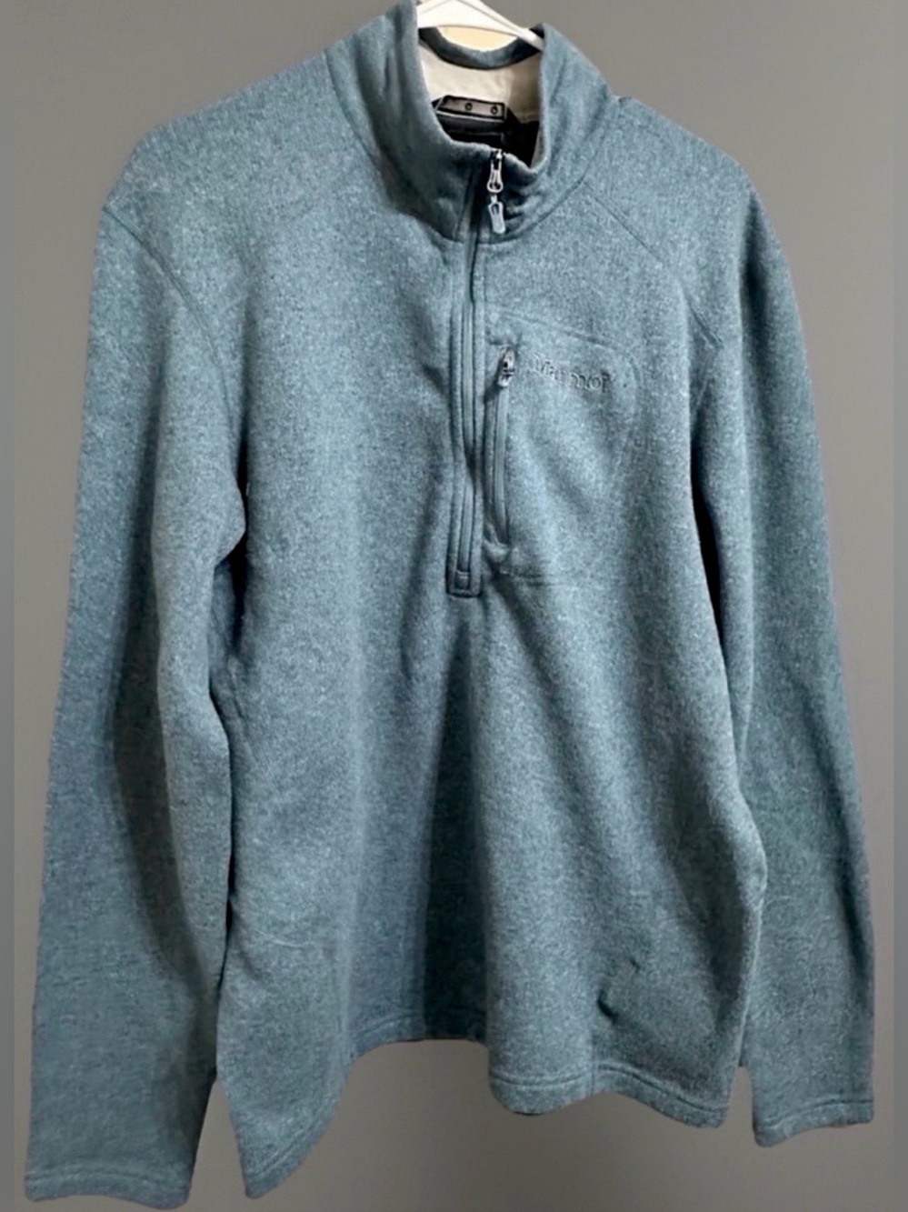 Marmot Men’s Quarter‑Zip Pullover • Size Large • Blue Performance Fleece